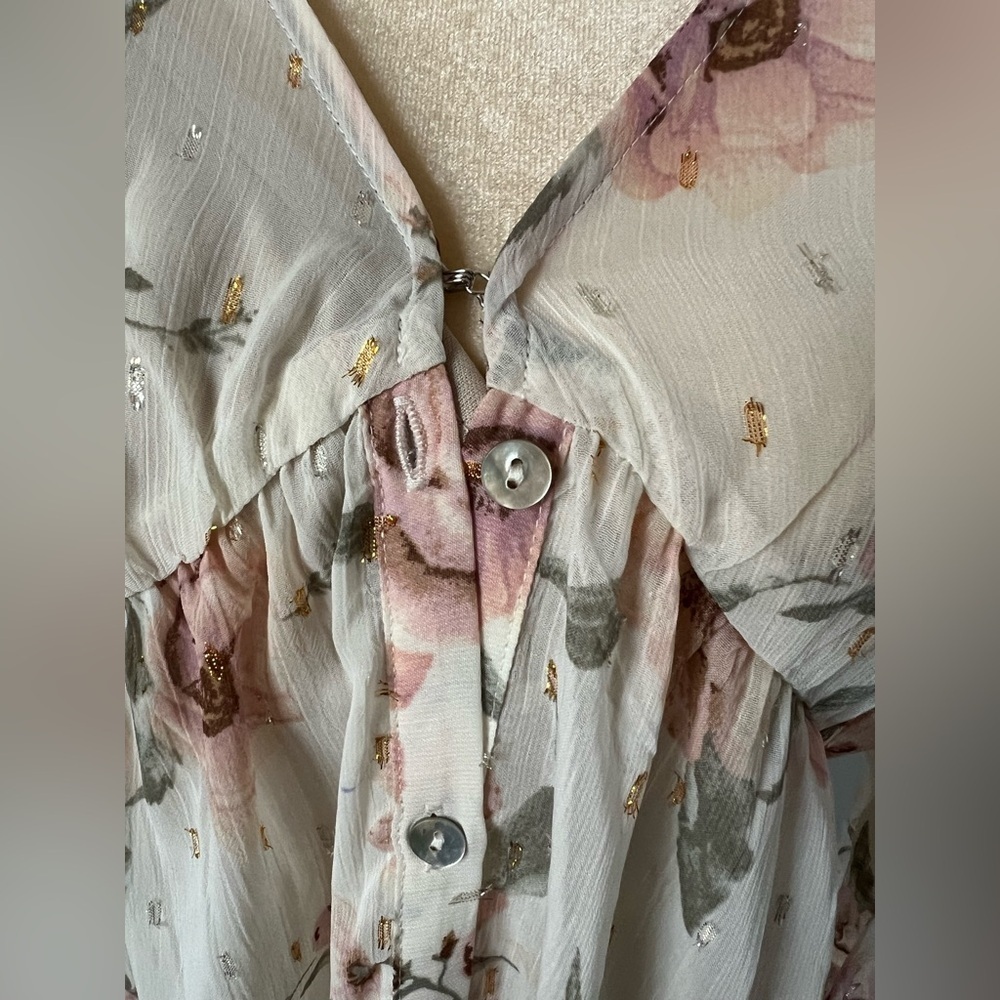 NWT Love Stitch Woman’s White Flower Airy Lightweight Boho Maxi Dress Size Large - Picture 7 of 13